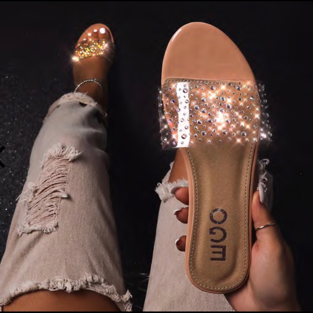 Stunning Diamante Detail Clear Perspex Sandal